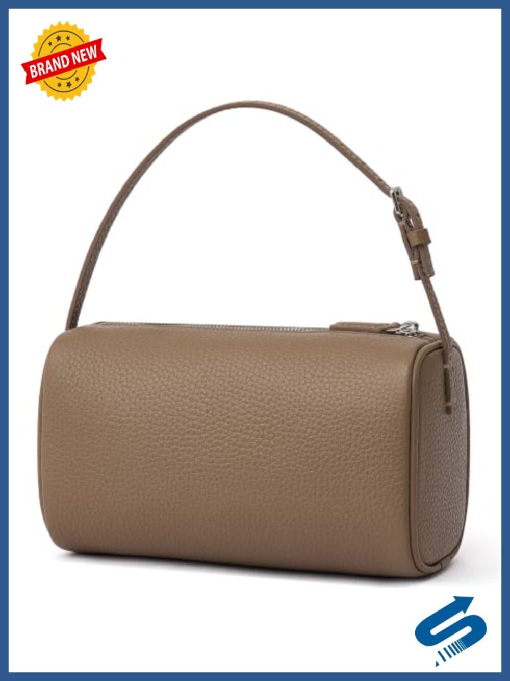 Genuine Leather Mini Barrel Hobo Purse Women's Top Handle Crossbody
